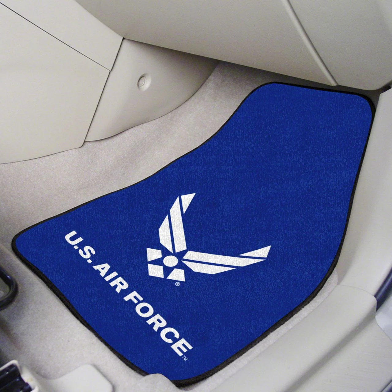 Carpet Front Floor Mats with U.S. Air Force Logo; Blue (Universal; Some Adaptation May Be Required)
