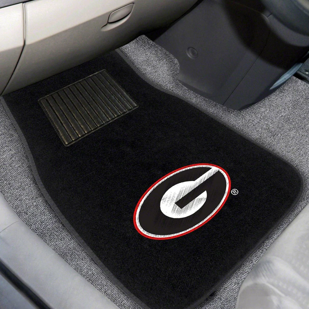 Embroidered Front Floor Mats with University of Georgia Logo; Black (Universal; Some Adaptation May Be Required)