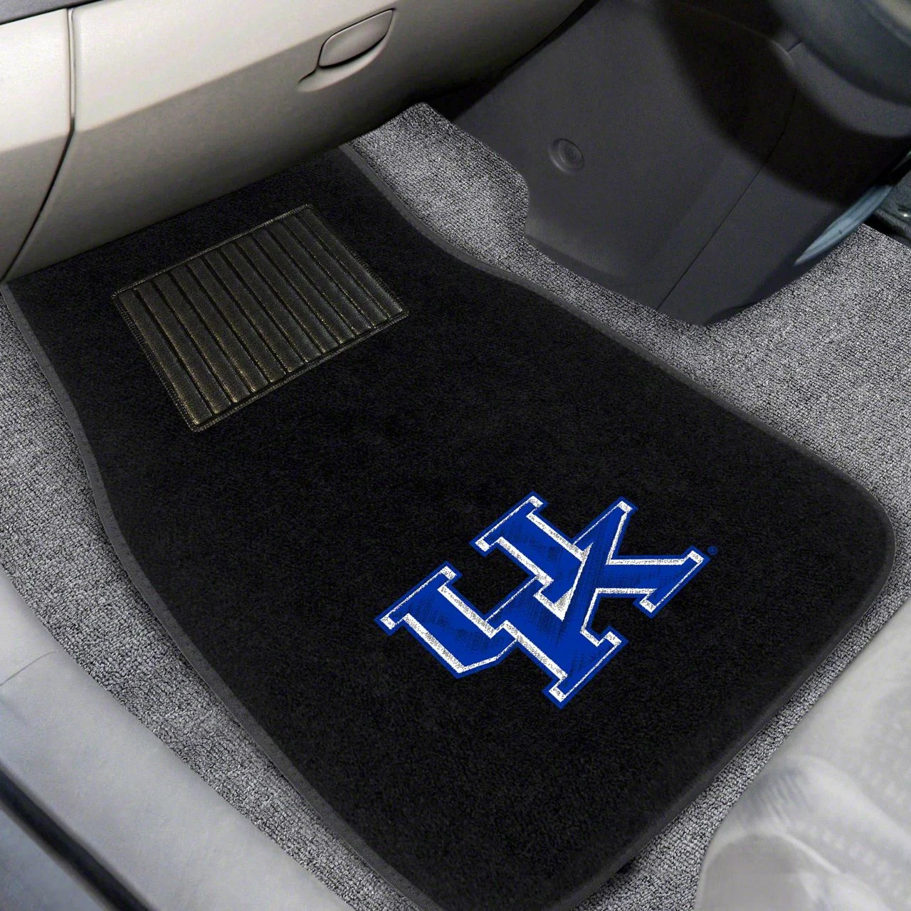 Embroidered Front Floor Mats with University of Kentucky Logo; Black (Universal; Some Adaptation May Be Required)