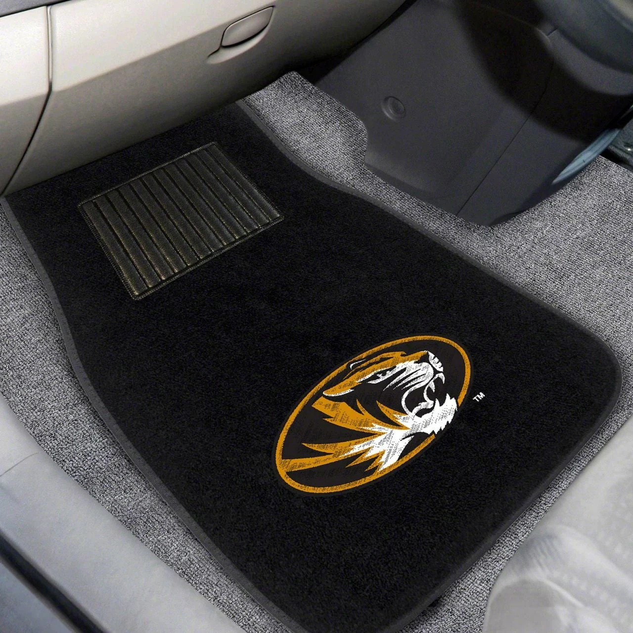 Embroidered Front Floor Mats with University of Missouri Logo; Black (Universal; Some Adaptation May Be Required)