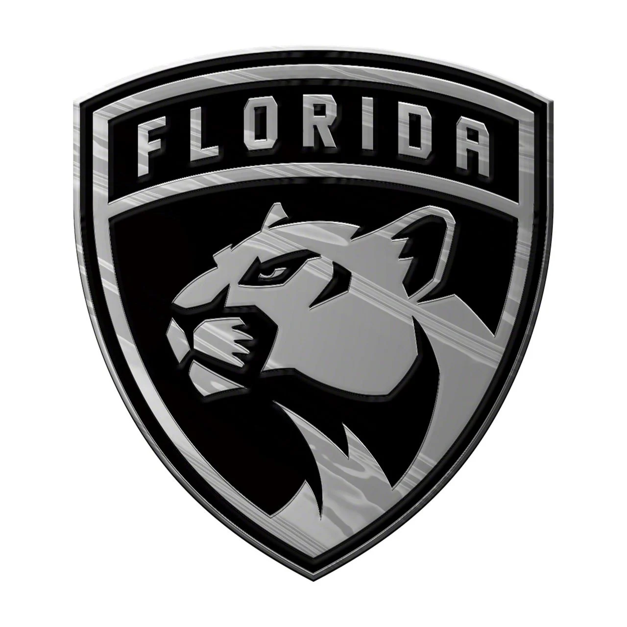 Florida Panthers Molded Emblem; Chrome (Universal; Some Adaptation May Be Required)