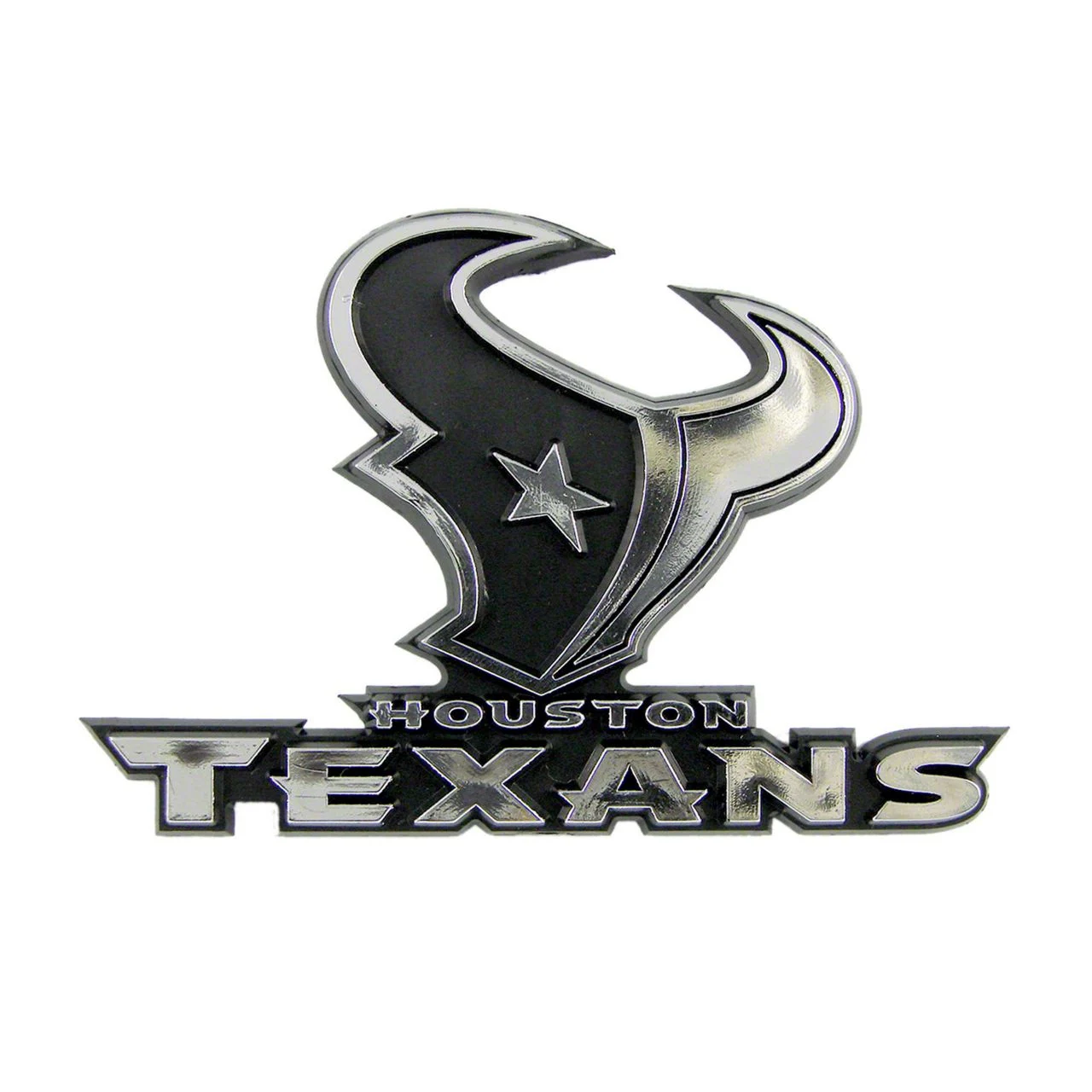 Houston Texans Molded Emblem; Chrome (Universal; Some Adaptation May Be Required)