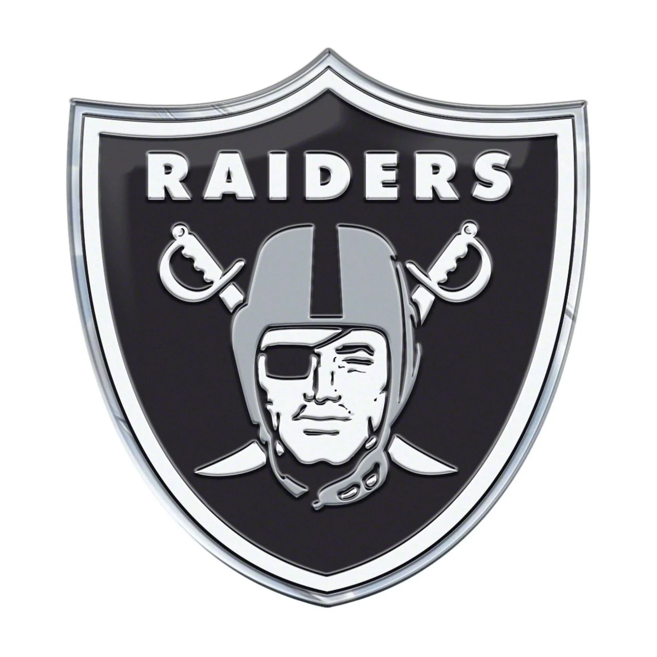 Las Vegas Raiders Embossed Emblem; Black (Universal; Some Adaptation May Be Required)