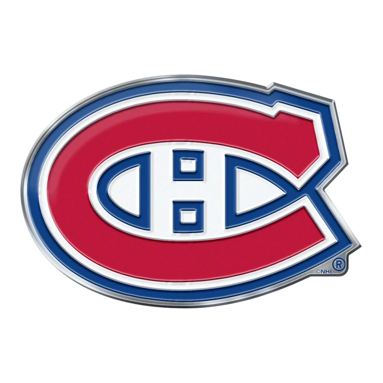 Montreal Canadiens Embossed Emblem; Blue and Red (Universal; Some Adaptation May Be Required)