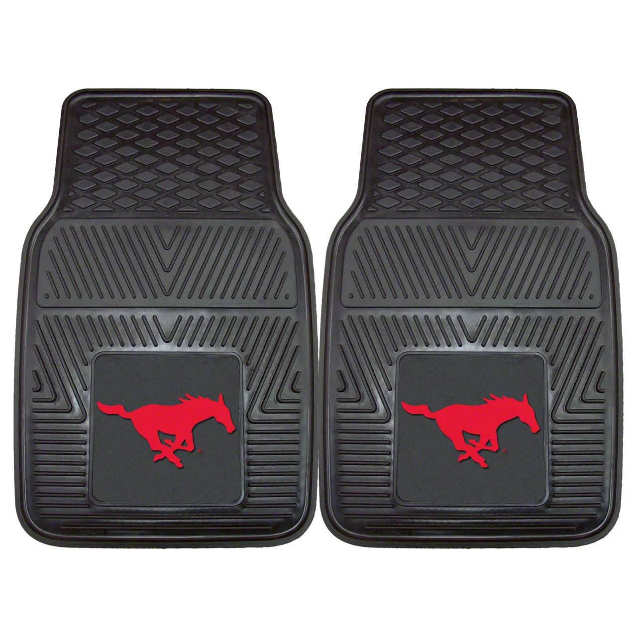 Vinyl Front Floor Mats with SMU Logo; Black (Universal; Some Adaptation May Be Required)