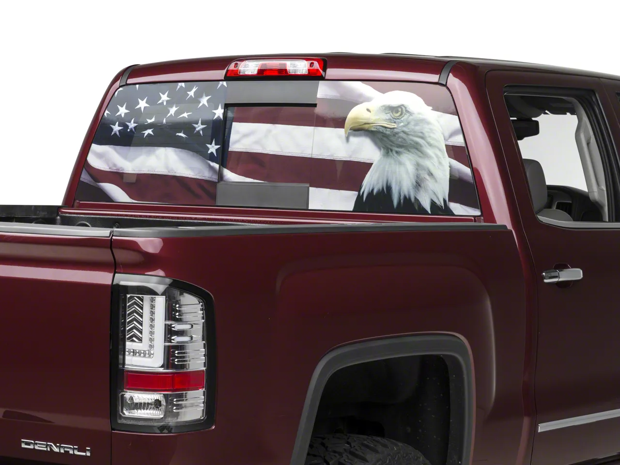 SEC10 Rear Window Printed Decal; Flag and Eagle (07-26 Sierra 1500)