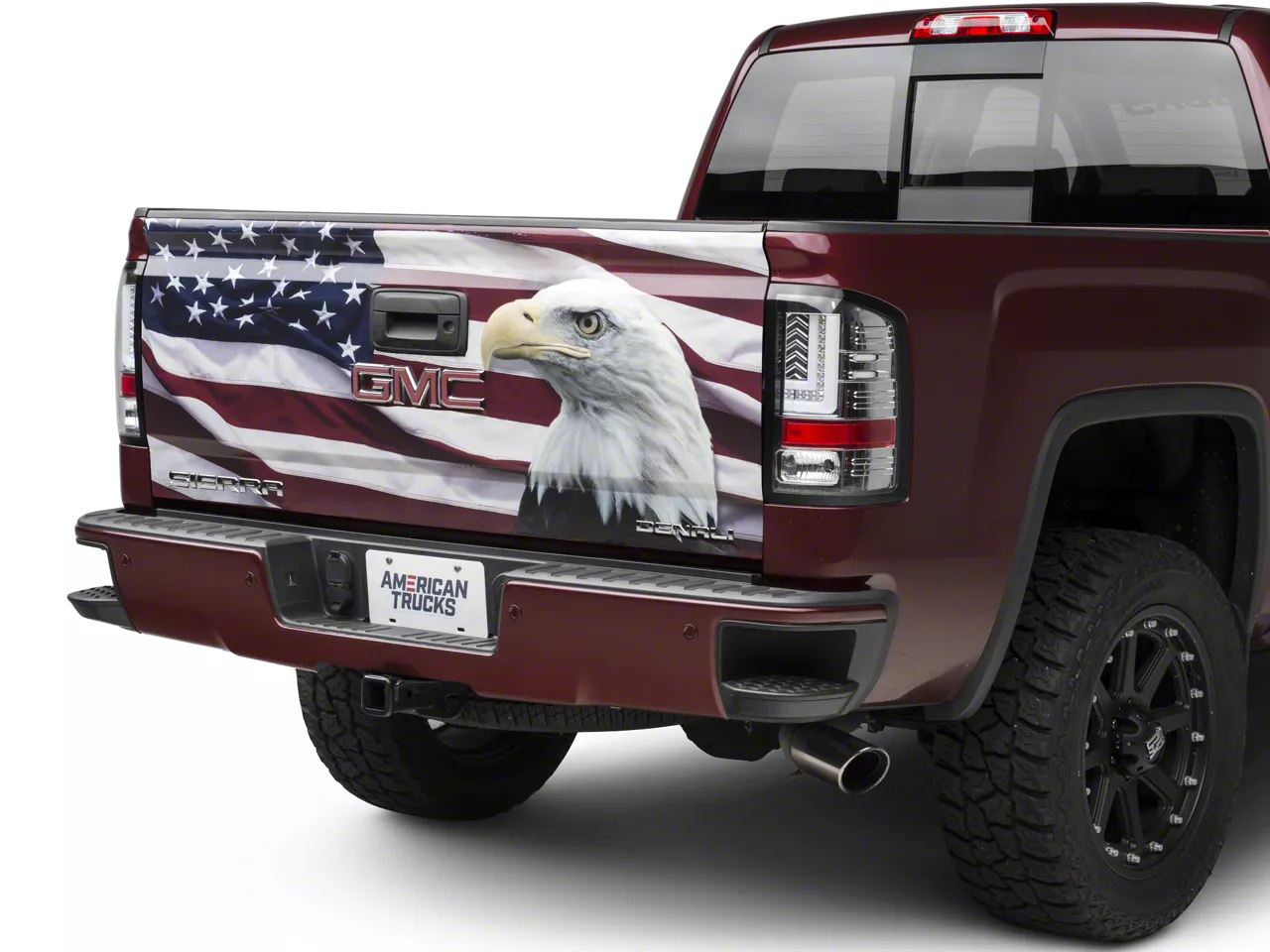 SEC10 Tailgate Printed Decal; Flag and Eagle (07-26 Sierra 1500)