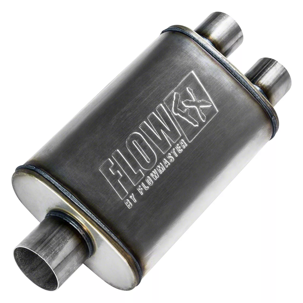 Flowmaster FlowFX Offset/Dual Oval Muffler; 3-Inch Inlet/2.50-Inch Outlet (Universal; Some Adaptation May Be Required)