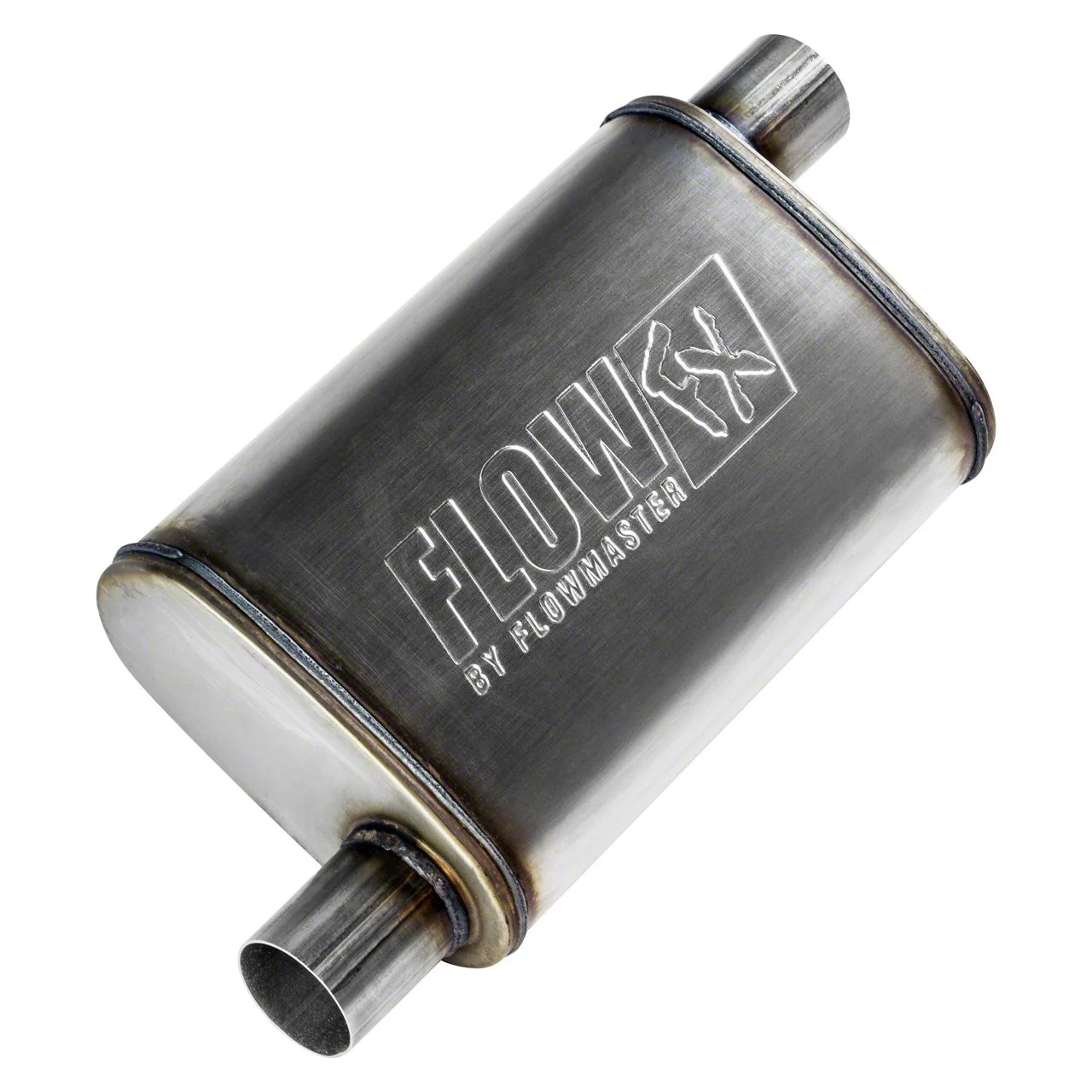 Flowmaster FlowFX Offset/Offset Oval Muffler; 2.25-Inch Inlet/2.25-Inch Outlet (Universal; Some Adaptation May Be Required)
