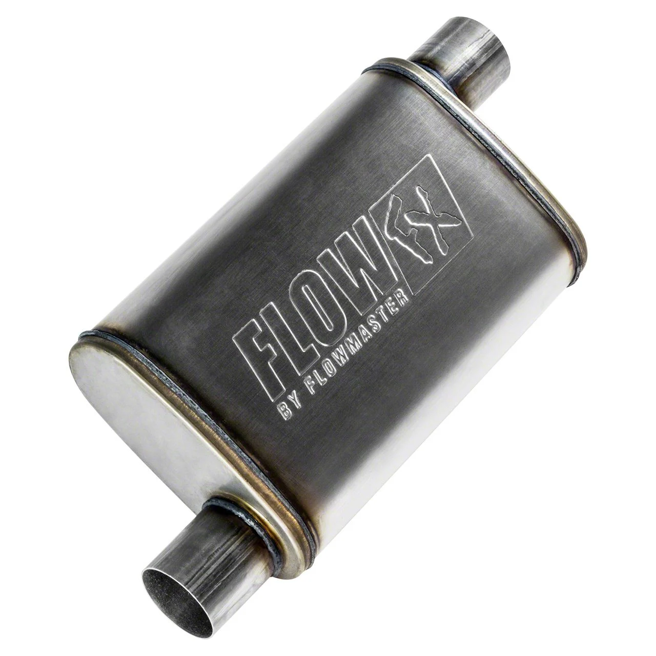 Flowmaster FlowFX Offset/Offset Oval Muffler; 2.50-Inch Inlet/2.50-Inch Outlet (Universal; Some Adaptation May Be Required)