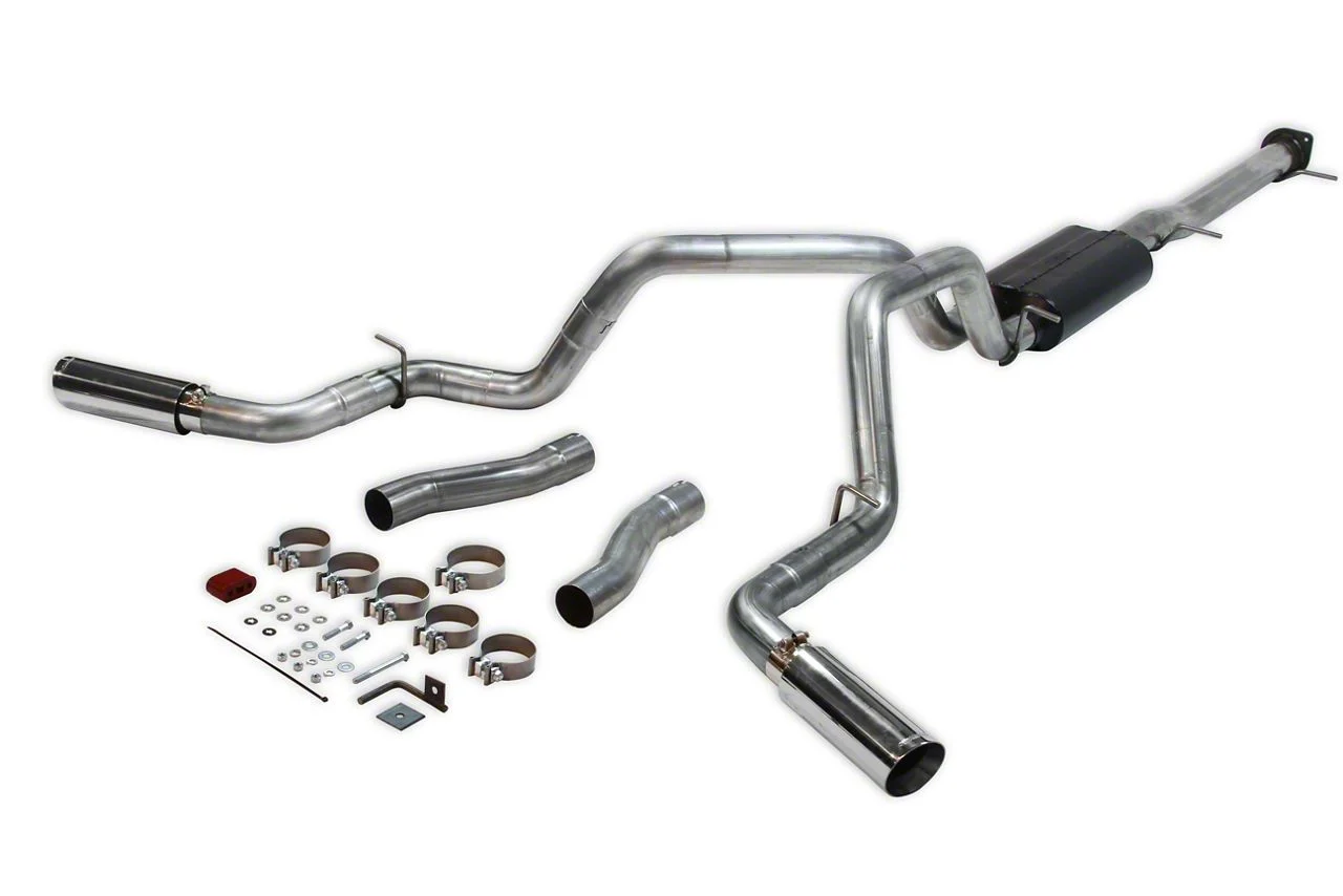 Flowmaster American Thunder Dual Exhaust System with Polished Tips; Side/Rear Exit (20-26 6.6L Gas Sierra 2500 HD)