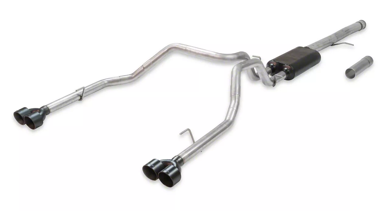 Flowmaster American Thunder Dual Exhaust System with Black Tips; Rear Exit (19-23 6.2L Silverado 1500 w/ Factory Dual Exhaust)