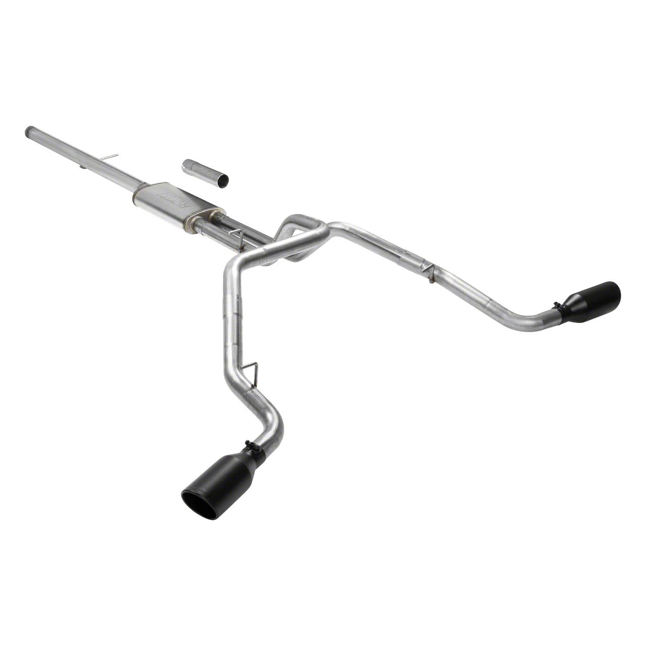Flowmaster FlowFX Dual Exhaust System with Black Tips; Side Exit (19-26 5.3L Silverado 1500 w/o Factory Dual Exhaust)
