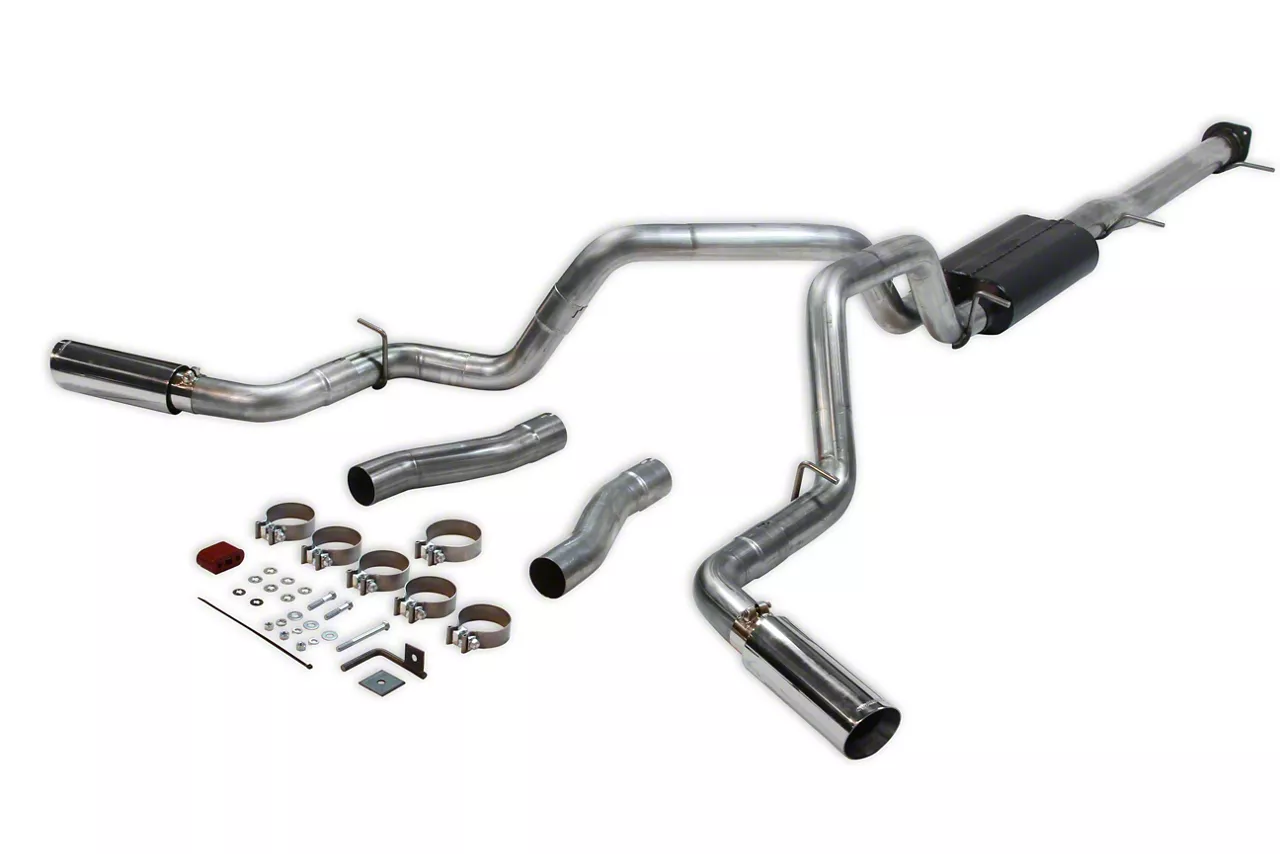 Flowmaster American Thunder Dual Exhaust System with Polished Tips; Side/Rear Exit (20-26 6.6L Gas Silverado 2500 HD)