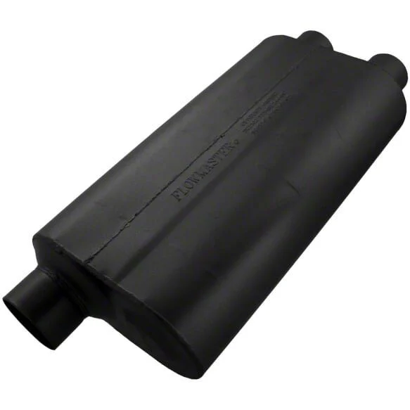 Flowmaster 50 Series HD Offset/Dual Out Oval Muffler; 3-Inch Inlet/2.50-Inch Outlet (Universal; Some Adaptation May Be Required)
