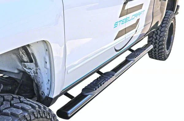 5-Inch Straight Oval Side Step Bars; Semi-Gloss Black (19-26 Ranger SuperCrew)