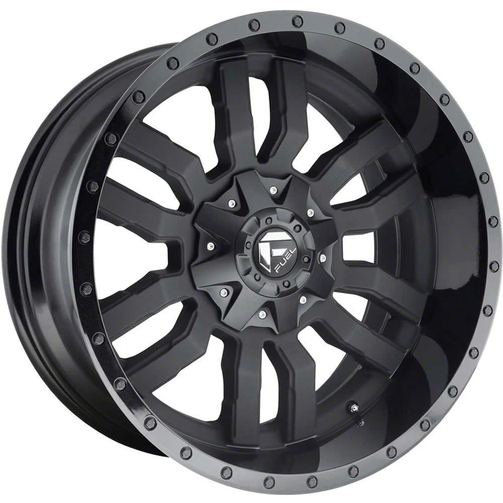 Fuel Wheels Sledge Matte Black with Gloss Black Lip 8-Lug Wheel; 18x9; 20mm Offset (11-14 Silverado 2500 HD)