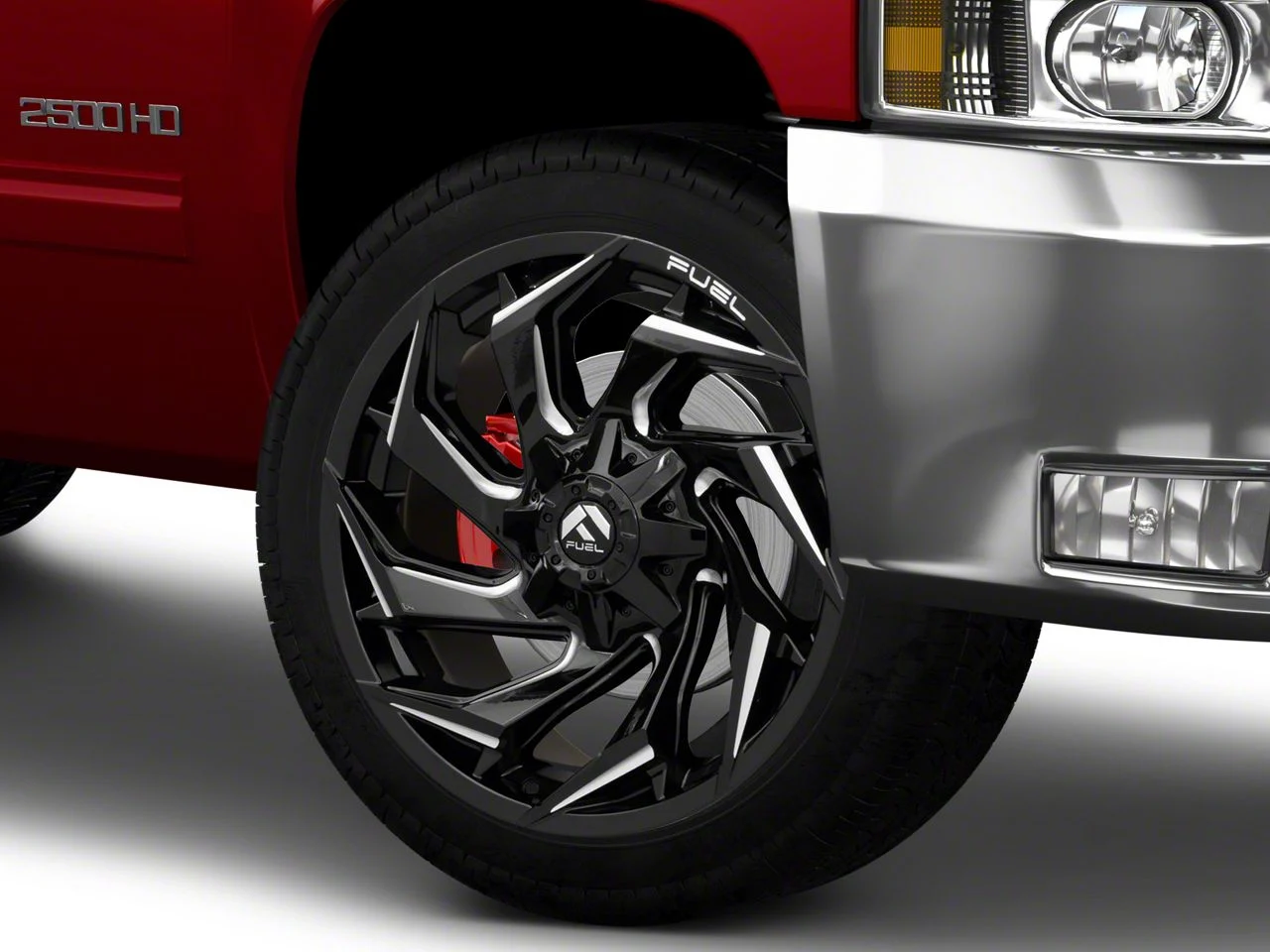 Fuel Wheels Reaction Gloss Black Milled 8-Lug Wheel; 22x12; -44mm Offset (11-14 Silverado 3500 HD SRW)