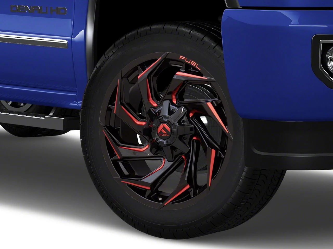 Fuel Wheels Reaction Gloss Black Milled with Red Tint 8-Lug Wheel; 22x12; -44mm Offset (15-19 Sierra 2500 HD)