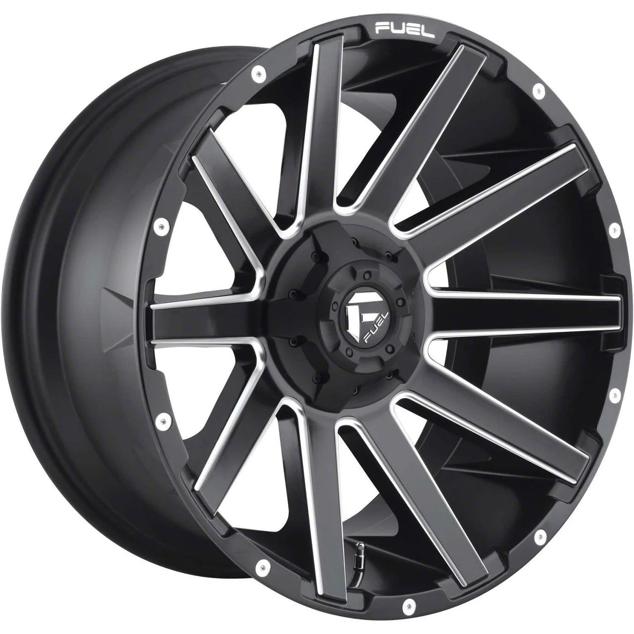 Fuel Wheels Contra Matte Black Milled 8-Lug Wheel; 20x9; 1mm Offset (15-19 Silverado 2500 HD)