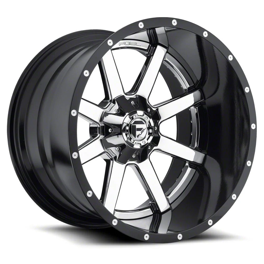 Fuel Wheels Maverick Chrome with Gloss Black Lip 8-Lug Wheel; 22x14; -70mm Offset (15-19 Silverado 2500 HD)