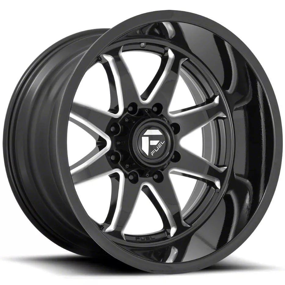 Fuel Wheels Hammer Gloss Black Milled 8-Lug Wheel; 22x12; -44mm Offset (15-19 Silverado 3500 HD SRW)