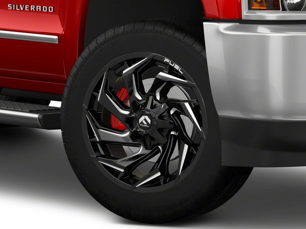 Fuel Wheels Reaction Gloss Black Milled 8-Lug Wheel; 22x12; -44mm Offset (15-19 Silverado 3500 HD SRW)