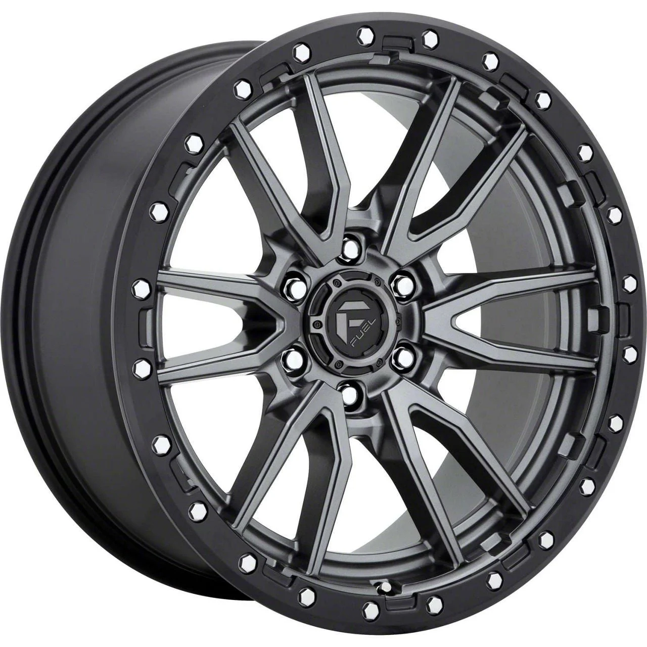 Fuel Wheels Rebel Matte Gunmetal Ring 8-Lug Wheel; 20x9; 1mm Offset (15-19 Silverado 3500 HD SRW)