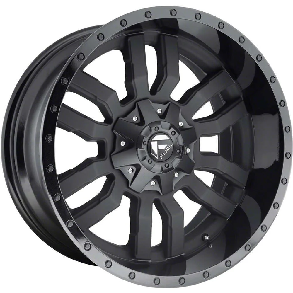 Fuel Wheels Sledge Matte Black with Gloss Black Lip 8-Lug Wheel; 18x9; 20mm Offset (15-19 Silverado 3500 HD SRW)