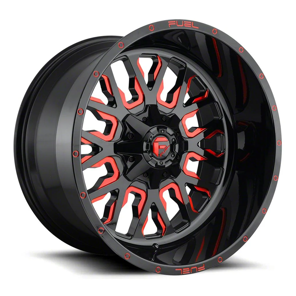 Fuel Wheels Stroke Gloss Black and Red 8-Lug Wheel; 20x12; -43mm Offset (17-22 F-350 Super Duty SRW)