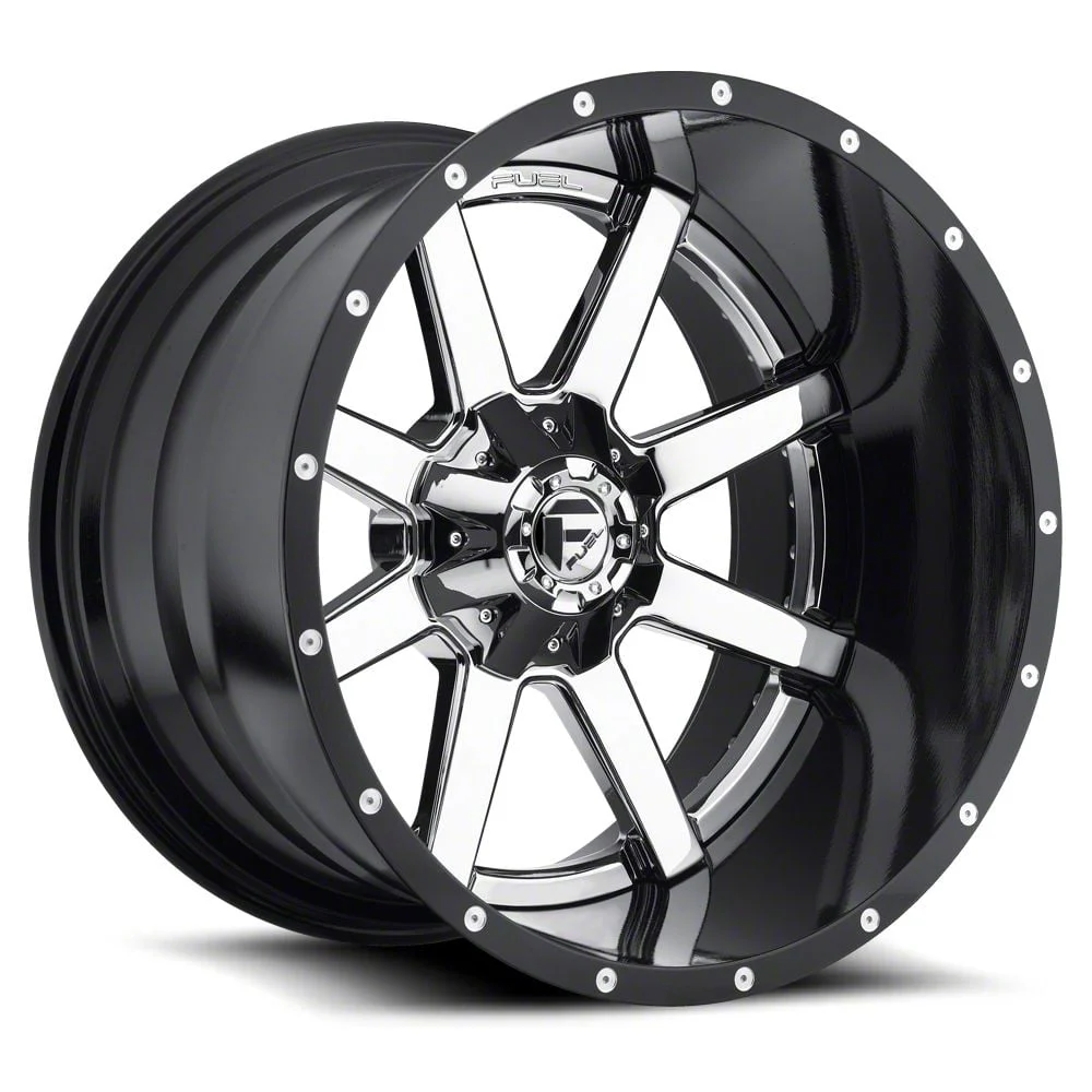 Fuel Wheels Maverick Chrome with Gloss Black Lip 8-Lug Wheel; 22x14; -70mm Offset (20-26 Sierra 2500 HD)