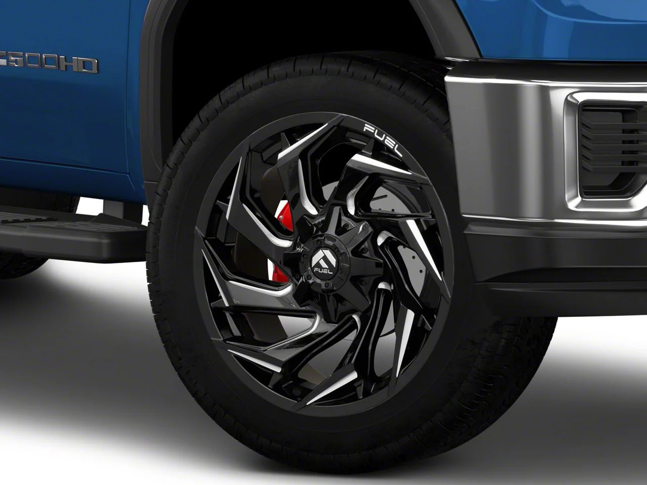 Fuel Wheels Reaction Gloss Black Milled 8-Lug Wheel; 22x12; -44mm Offset (20-26 Sierra 2500 HD)