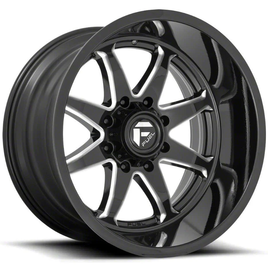 Fuel Wheels Hammer Gloss Black Milled 8-Lug Wheel; 22x12; -44mm Offset (20-26 Silverado 2500 HD)
