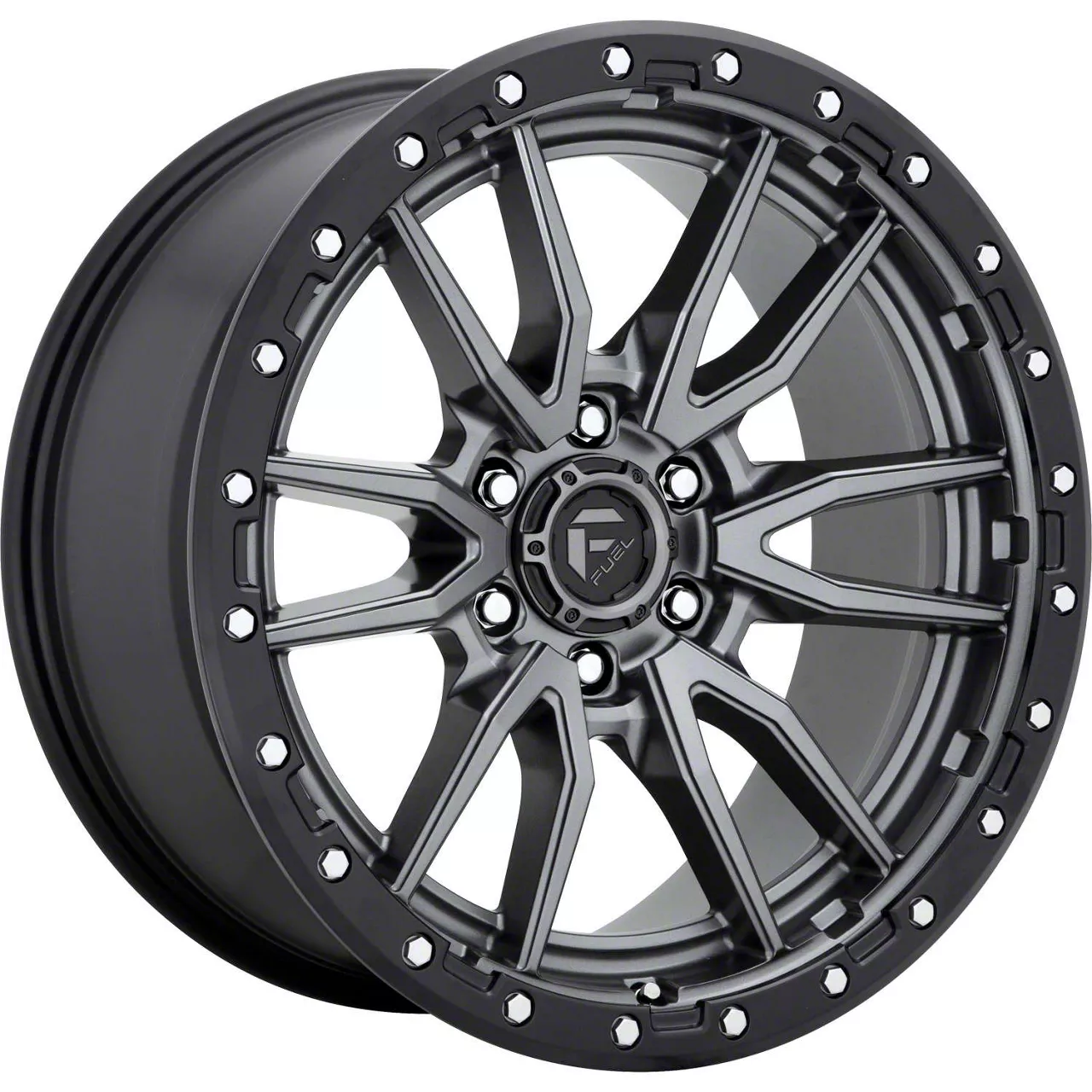 Fuel Wheels Rebel Matte Gunmetal Ring 8-Lug Wheel; 20x9; 1mm Offset (20-26 Silverado 2500 HD)
