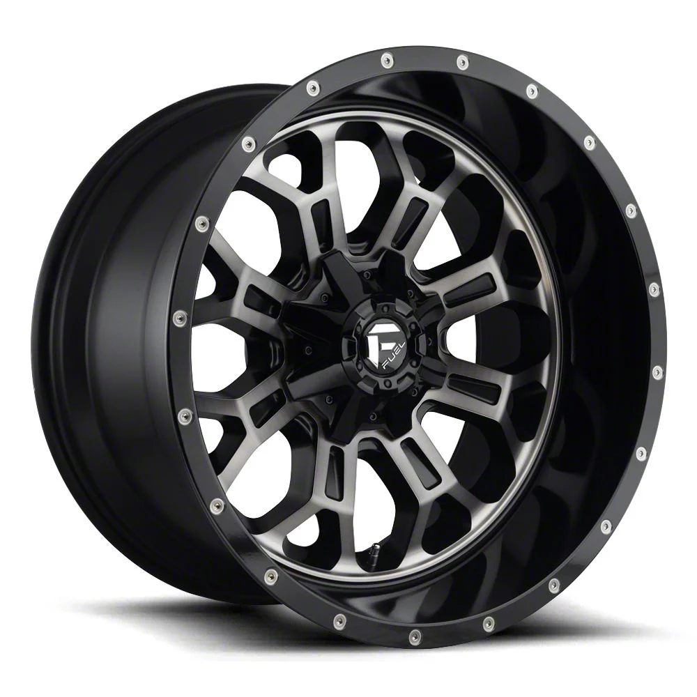 Fuel Wheels Crush Gloss Black Machined Double Dark Tint 8-Lug Wheel; 18x9; 1mm Offset (20-26 Silverado 3500 HD SRW)