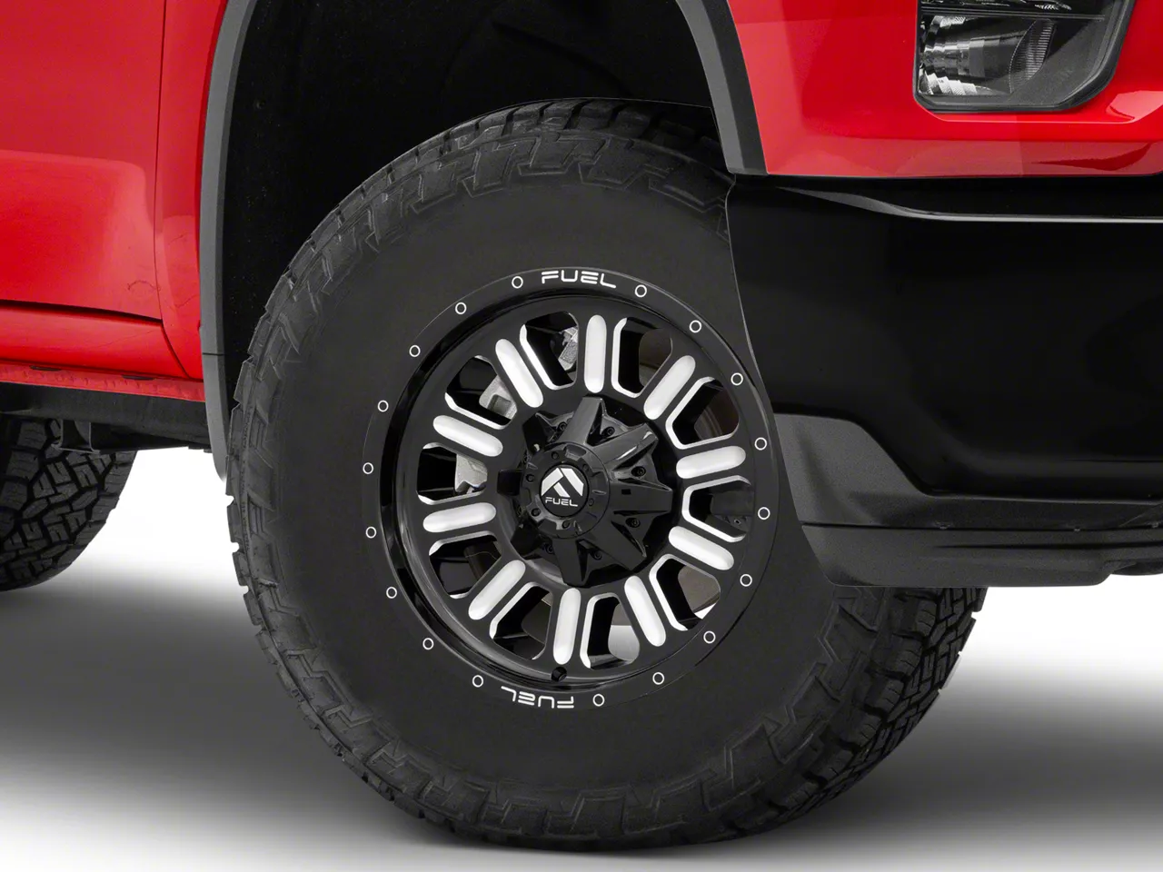 Fuel Wheels Hardline Gloss Black Milled 8-Lug Wheel; 18x9; 1mm Offset (20-26 Silverado 3500 HD SRW)