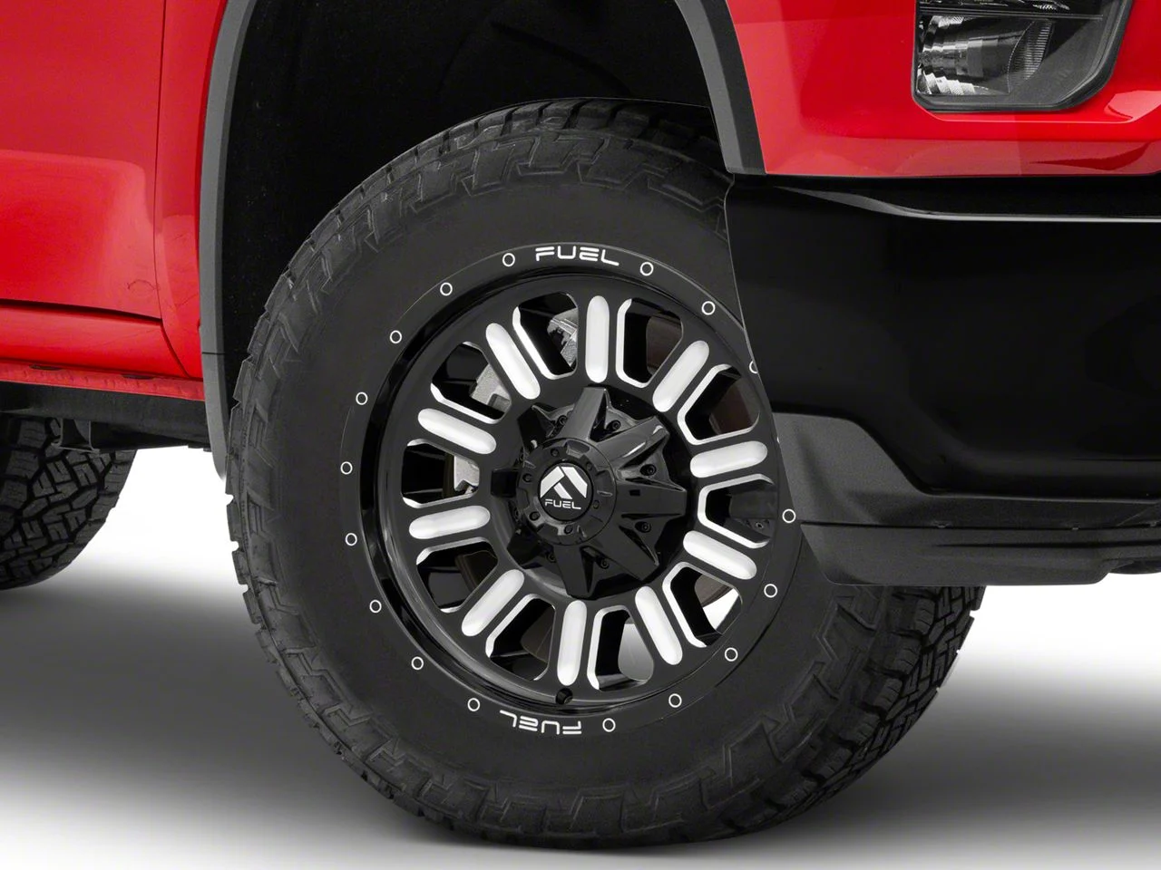 Fuel Wheels Hardline Gloss Black Milled 8-Lug Wheel; 20x9; 1mm Offset (20-26 Silverado 3500 HD SRW)