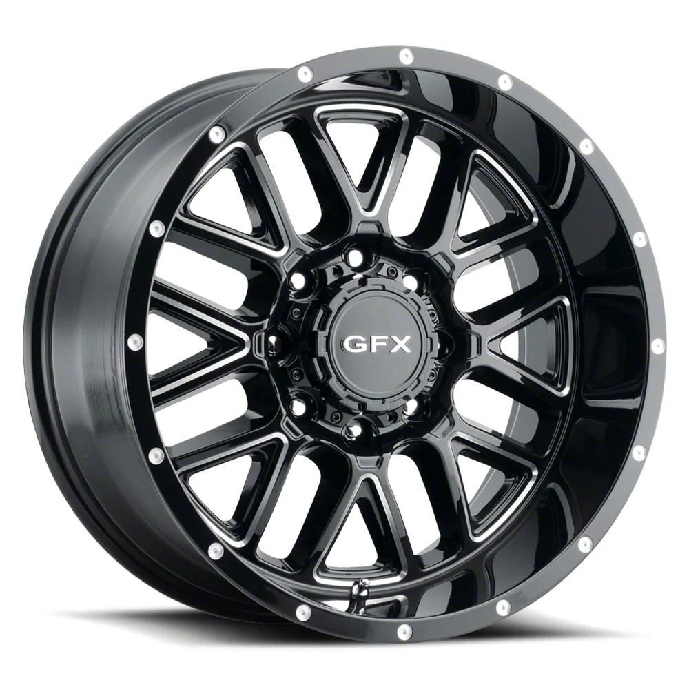 G-FX TM-5 Gloss Black Milled 8-Lug Wheel; 20x9; 12mm Offset (17-22 F-250 Super Duty)