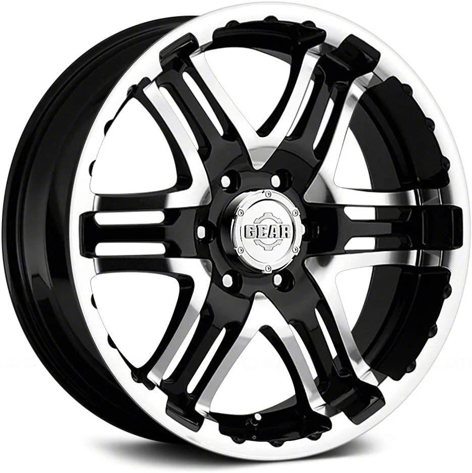 Gear Off-Road Double Pump Gloss Black Machined 6-Lug Wheel; 17x9; 10mm Offset (15-20 Tahoe)