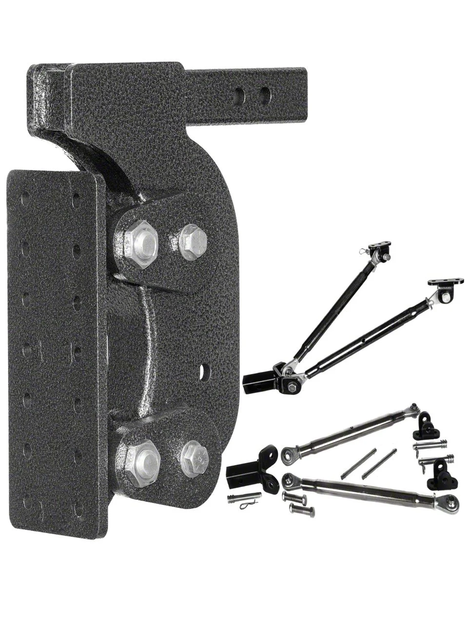 Gen-Y Hitch The BOSS Torsion-Flex 16K Adjustable Pintle Plate 2-Inch Receiver Hitch Shank with Stabilizer Bars; 12.50-Inch Drop (Universal; Some Adaptation May Be Required)