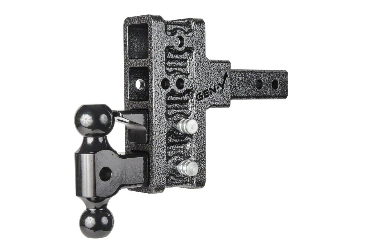 Gen-Y Hitch Mega-Duty 10K Adjustable 2-Inch Receiver Hitch Dual-Ball Mount with Pintle Lock; 5-Inch Offset Drop (Universal; Some Adaptation May Be Required)