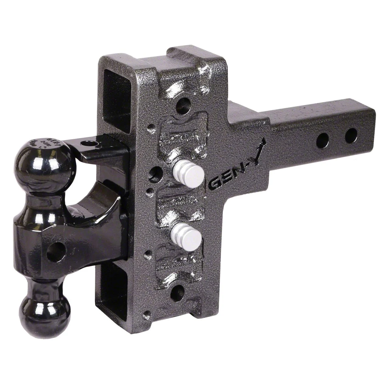 Gen-Y Hitch Mega-Duty 16K Adjustable 2-Inch Receiver Hitch Dual-Ball Mount with Pintle Lock; 5-Inch Offset Drop (Universal; Some Adaptation May Be Required)