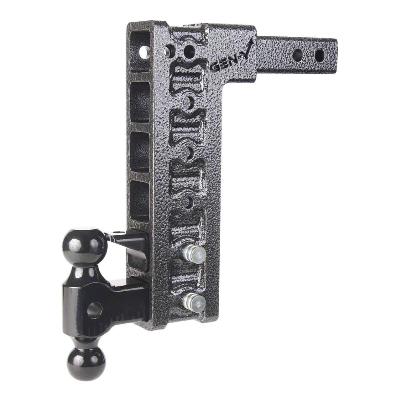 Gen-Y Hitch Mega-Duty 10K Adjustable 2-Inch Receiver Hitch Dual-Ball Mount with Pintle Lock; 12.50-Inch Drop (Universal; Some Adaptation May Be Required)