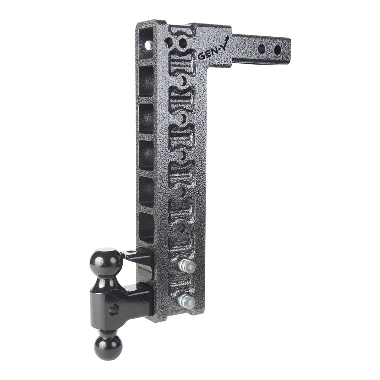 Gen-Y Hitch Mega-Duty 10K Adjustable 2-Inch Receiver Hitch Dual-Ball Mount with Pintle Lock and Stabilizer Bars; 17.50-Inch Drop (Universal; Some Adaptation May Be Required)