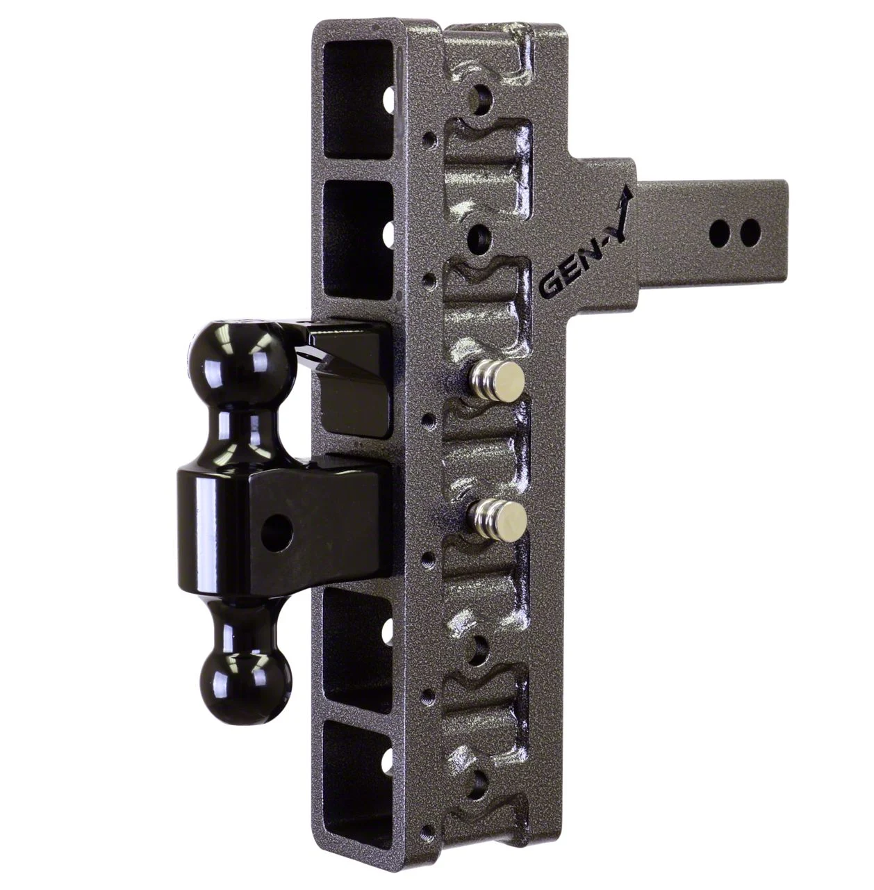 Gen-Y Hitch Mega-Duty 21K Adjustable 2.50-Inch Receiver Hitch Dual-Ball Mount with Pintle Lock; 12-Inch Offset Drop (Universal; Some Adaptation May Be Required)