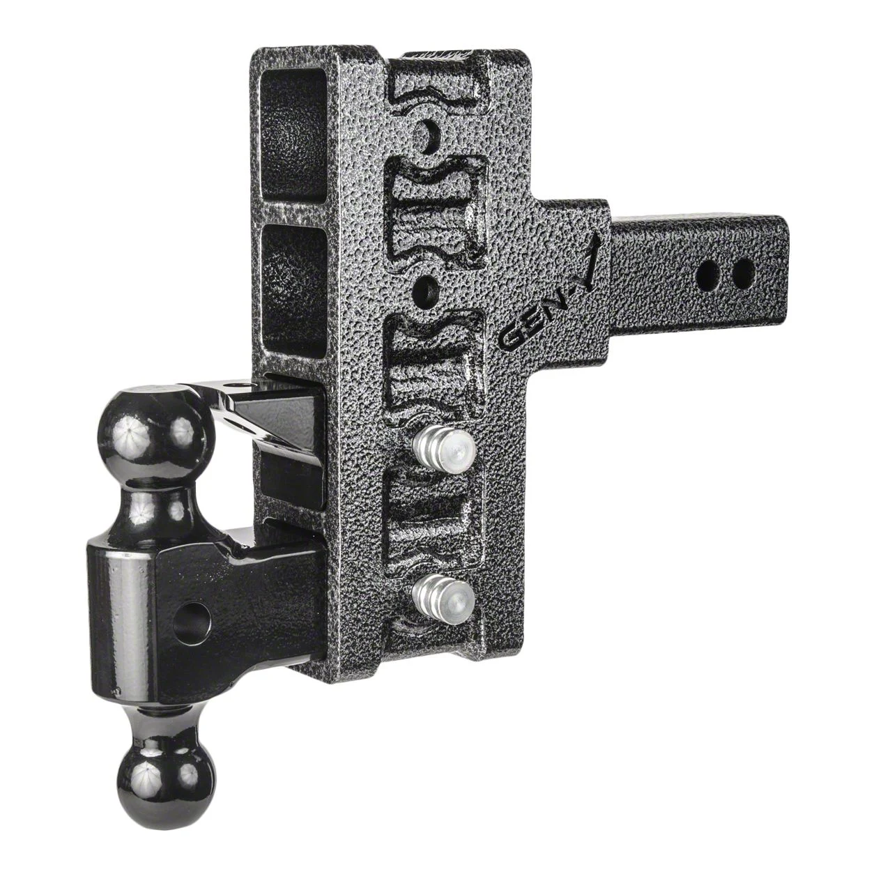 Gen-Y Hitch Mega-Duty 21K Adjustable 2.50-Inch Receiver Hitch Dual-Ball Mount with Pintle Lock; 6-Inch Offset Drop (Universal; Some Adaptation May Be Required)