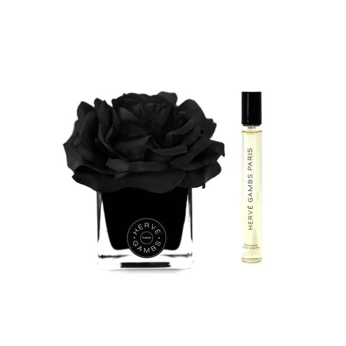 Set regalo Herve Gambs: Terre D'Epices, spray ambiente, 10 ml + fiore Couture nero, porcellana, diffusore Aroma Reed, nero