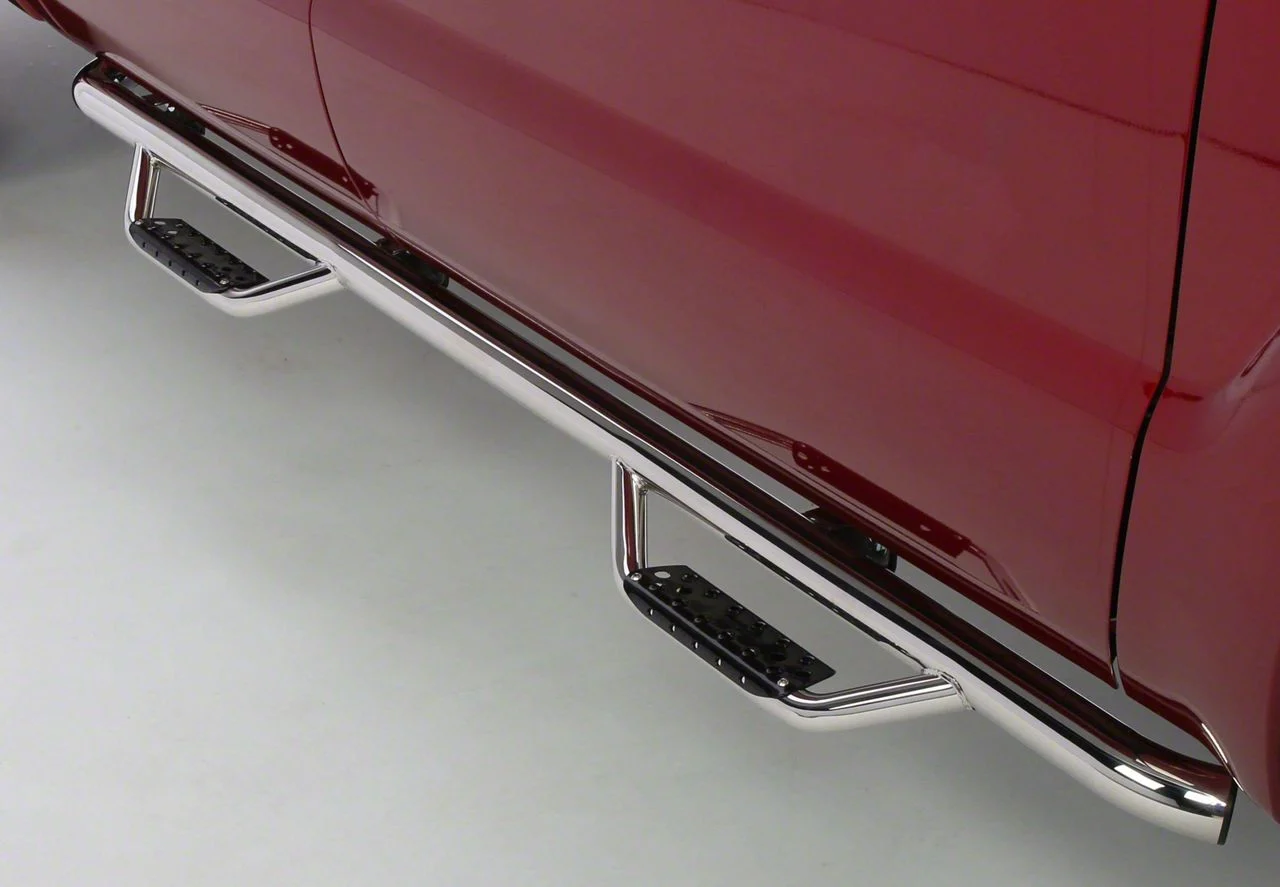Go Rhino Dominator Classic D2 Cab Length Side Step Bars; Polished (14-18 Silverado 1500 Double Cab)