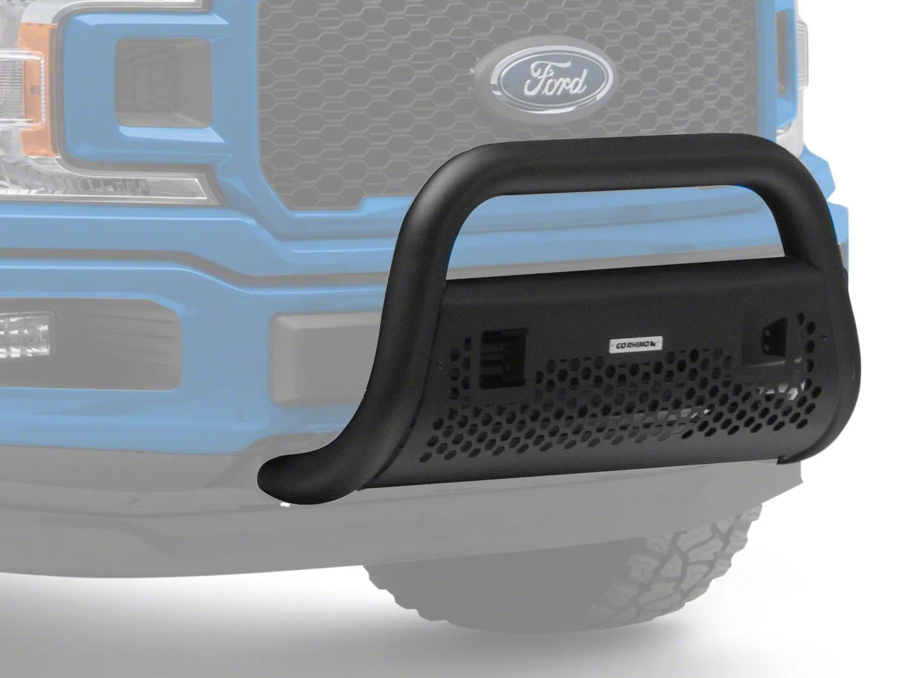 Go Rhino RC2 LR Bull Bar with Two Cube Light Mounting Brackets; Textured Black (09-26 F-150, Excluding Raptor)