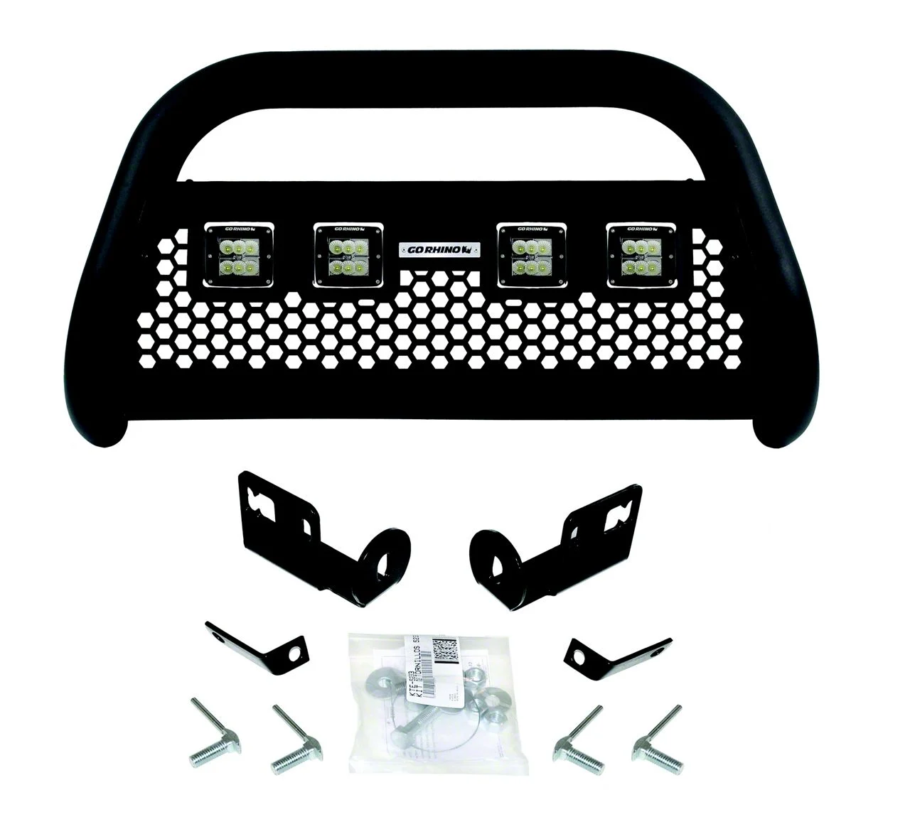 Go Rhino RC2 LR Bull Bar with Four 3-Inch Cube Lights; Textured Black (09-18 RAM 1500, Excluding Express, Sport & Rebel)